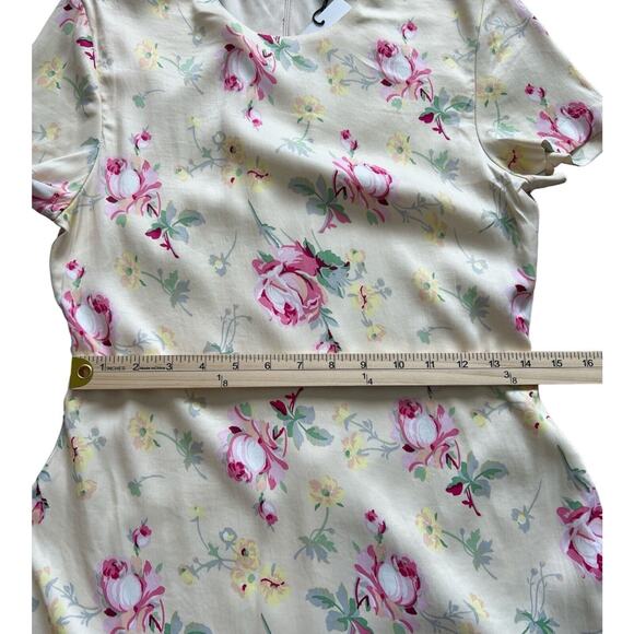 Zara Mini Dress Womens Medium Satin Effect Side Cutouts Floral Yellow Shift NWT - Picture 10 of 12